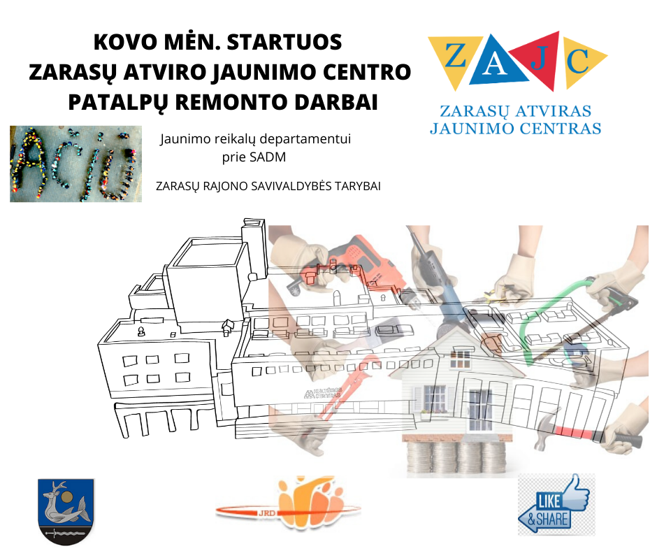 Kovo mėnesį startuos Zarasų atviro jaunimo centro patalpų remonto darbai