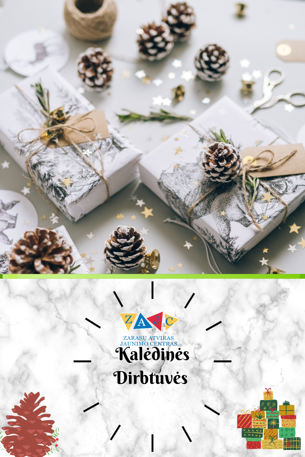 Kalėdinės Dirbtuvės Žaisliukai iš makaronų
