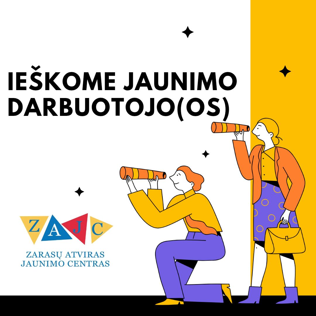 Ieškomas JAUNIMO DARBUOTOJO (OS)